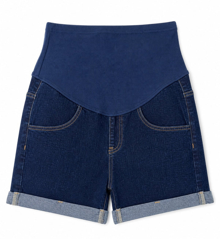Short en jeans de maternité Alice bleu foncé Bloom Mlle et Coco