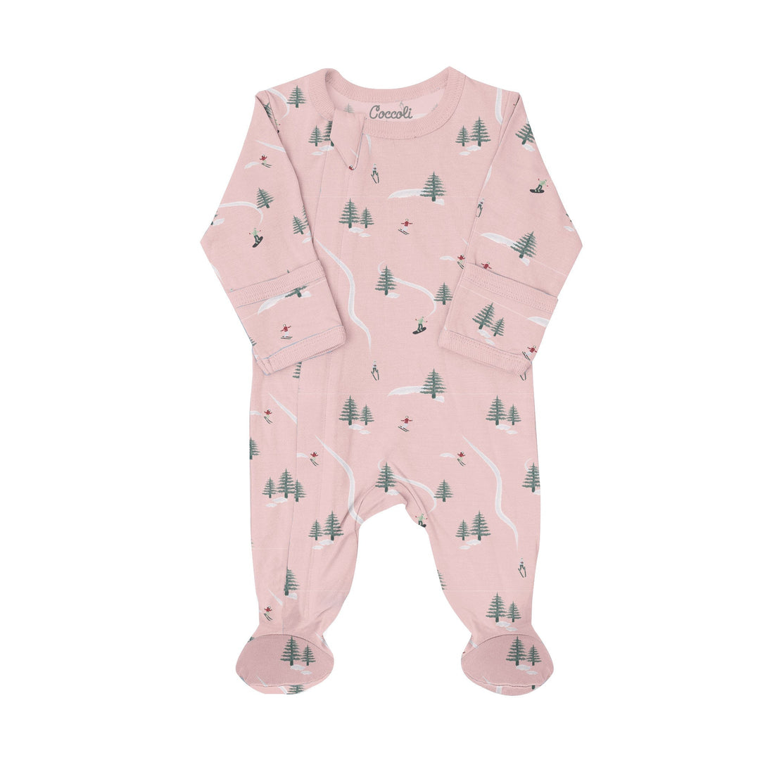 Pyjama Tencel Ski et sapin fond rose Coccoli