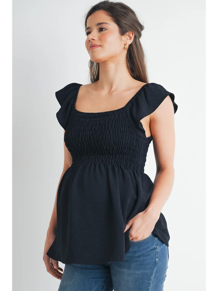 Haut maternité smockées  Noir  Hello Miz Mlle et Coco