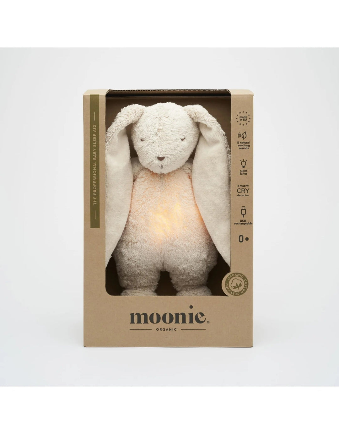 Peluche Moonie Lapin sable Mlle et Coco sonore veilleuse