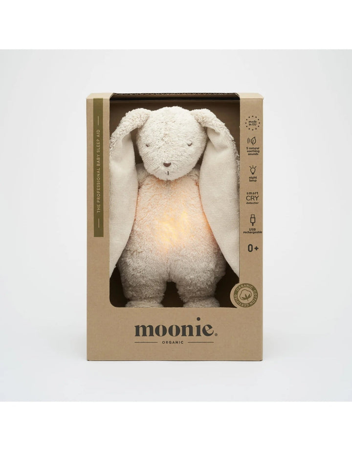 Peluche Moonie Lapin sable Mlle et Coco sonore veilleuse