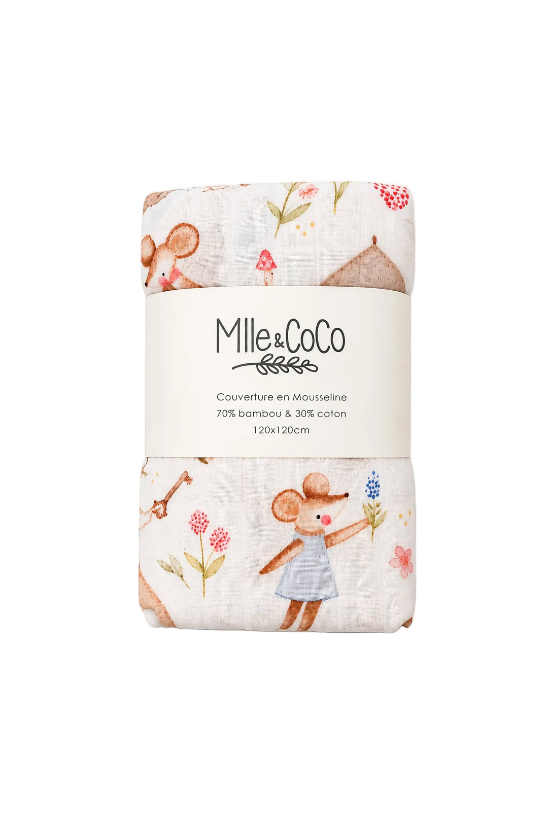 Couverture en mousseline Souris et forêt Mlle et Coco