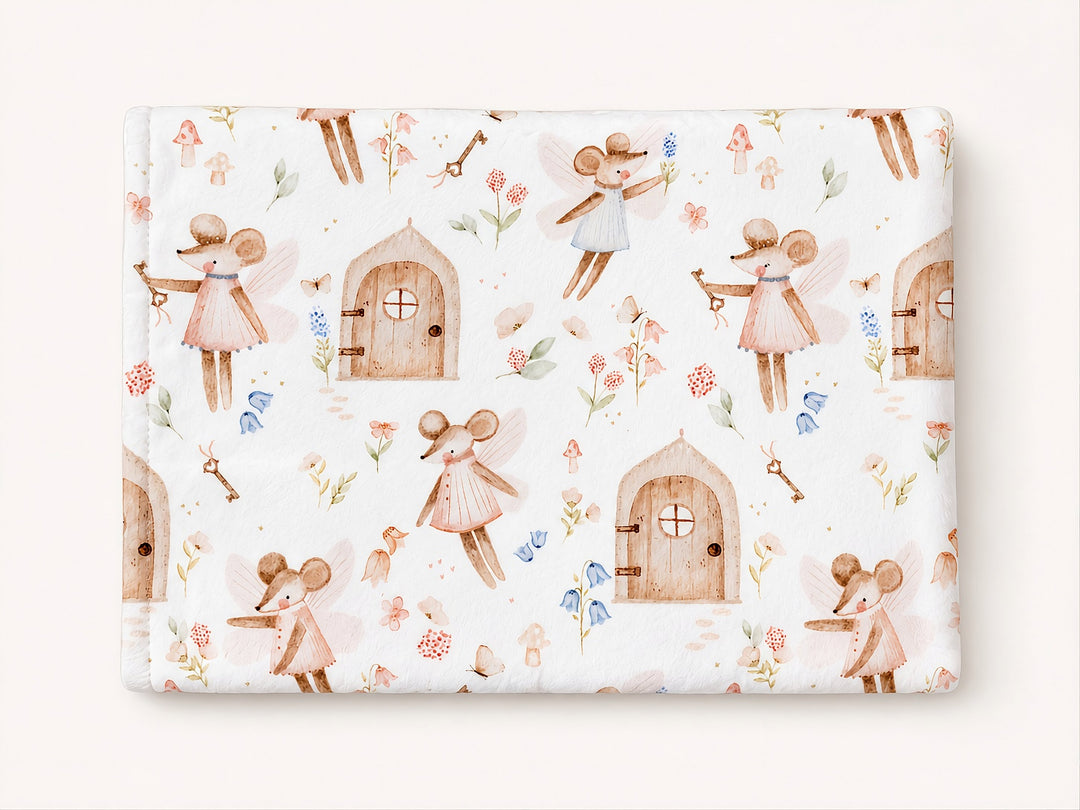 Couverture de minky Souris fée Mlle et Coco