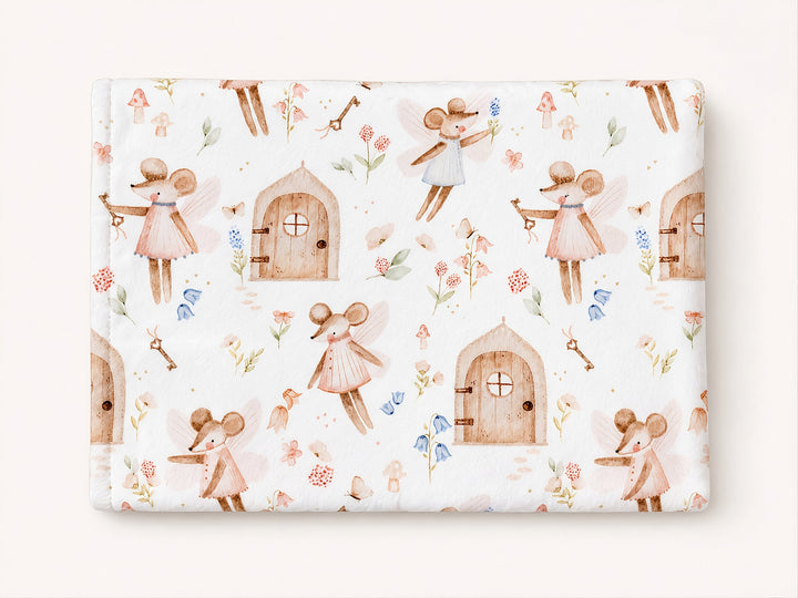 Couverture de minky Souris fée Mlle et Coco