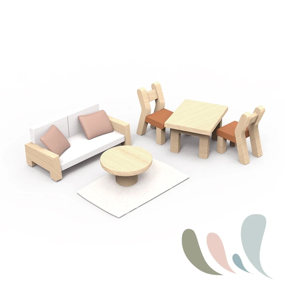 Maisonnette de poupée en bois avec kit de démarrage Speedy Monkey Mlle et Coco