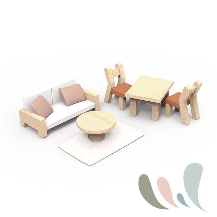 Maisonnette de poupée en bois avec kit de démarrage Speedy Monkey Mlle et Coco
