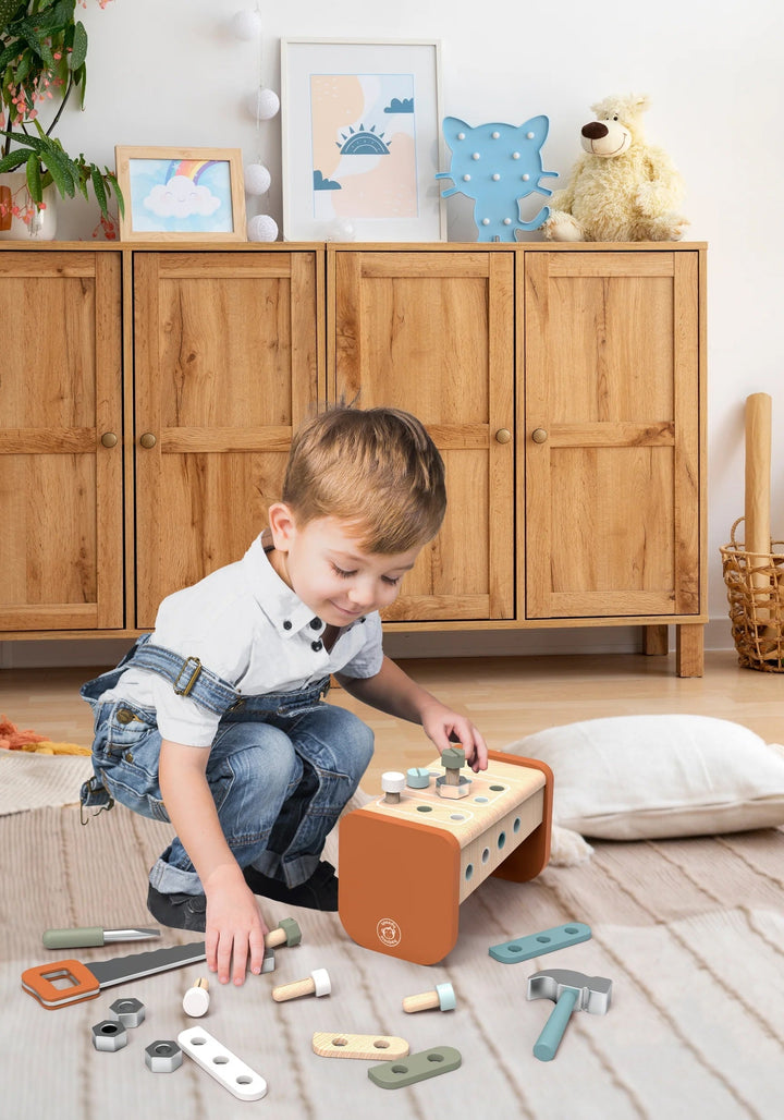 Jeux boîte à outils 2 en 1 en bois Speedy Monkey Mlle et Coco