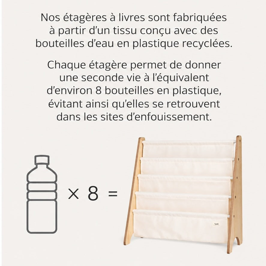 Étagère à livres en tissu recyclé beige 3 Sprouts Mlle et Coco
