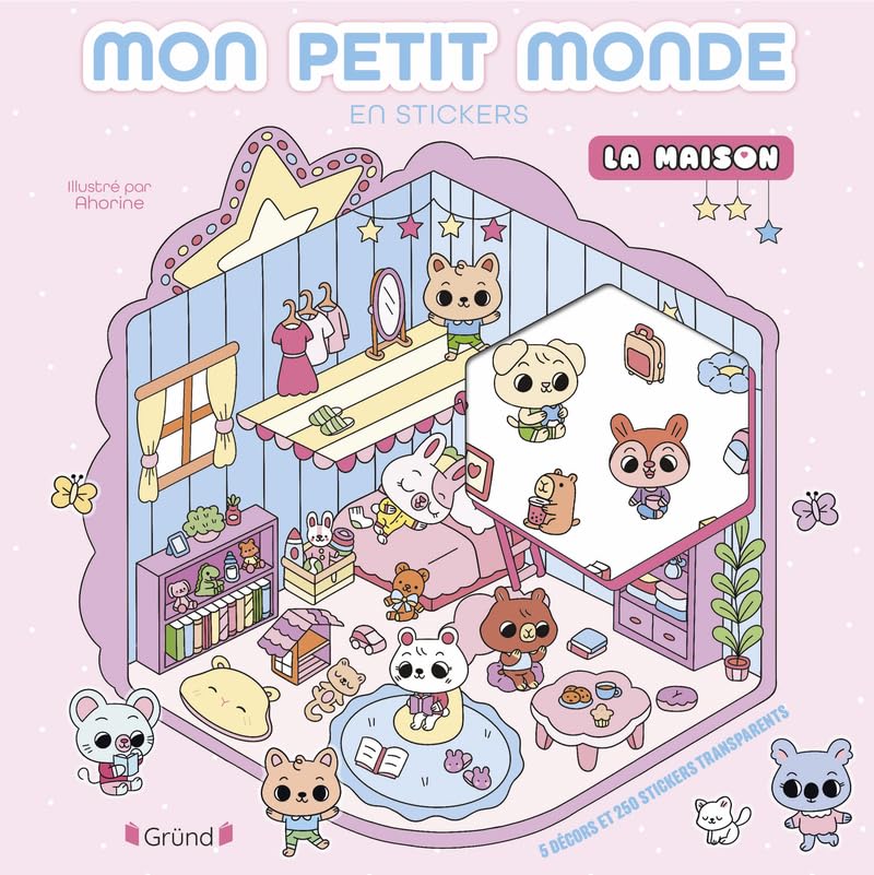 Autocollants et bricolage Mon petit monde en stickers : La maison Gründ Québec Mlle et Coco