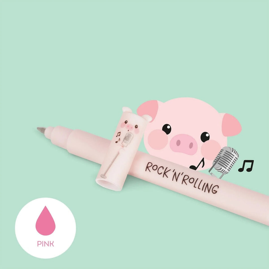 Stylo effaçable cochon encre rose Legami Mlle et Coco