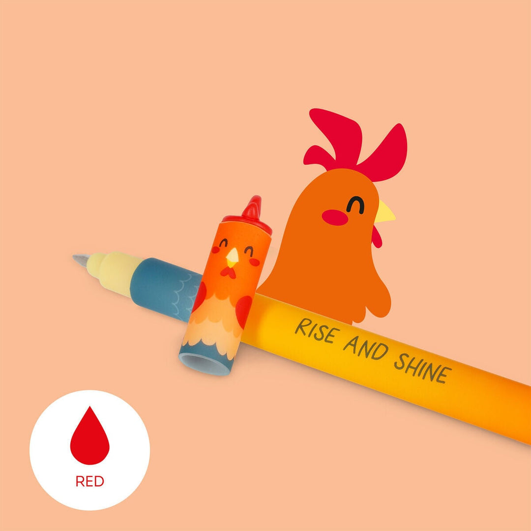 Stylo effaçable coq encre rouge Legami Mlle et Coco