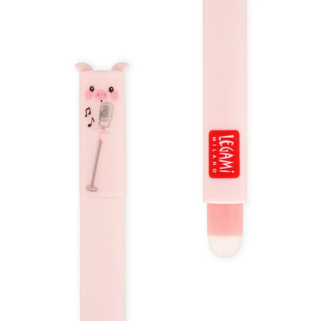 Stylo effaçable cochon encre rose Legami Mlle et Coco
