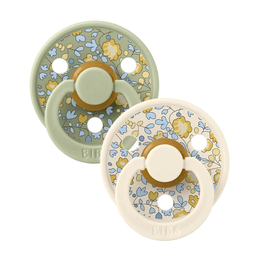 Suce Pacifier (Paquet de 2) - Liberty Eloise Sauge et Crème - Bibs Accessoires bébés Bibs 0-6 mois 