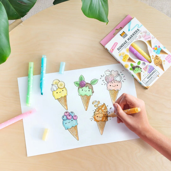 Coloriage crayons marqueurs sundae parfumés Tiger Tribe Mlle et Coco