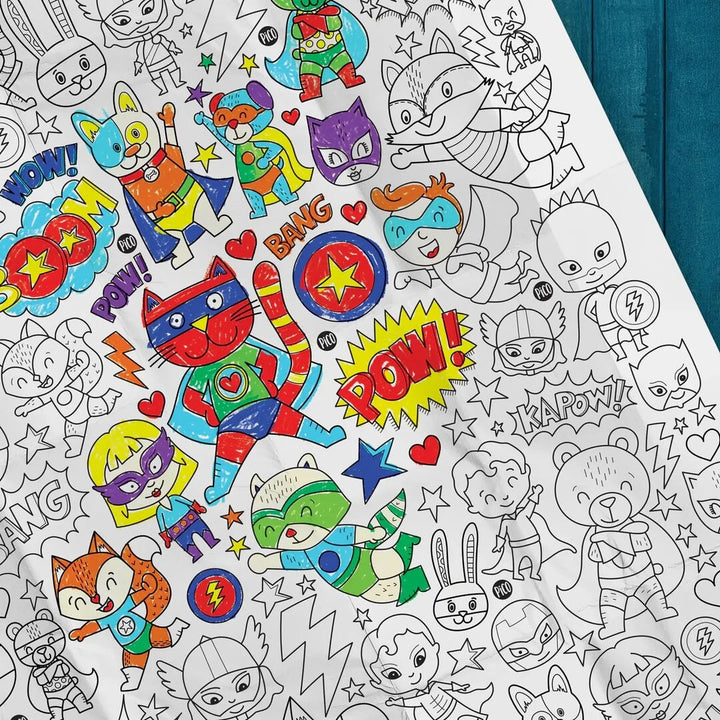 Coloriage géant super-héros Pico tatouage Mlle et Coco