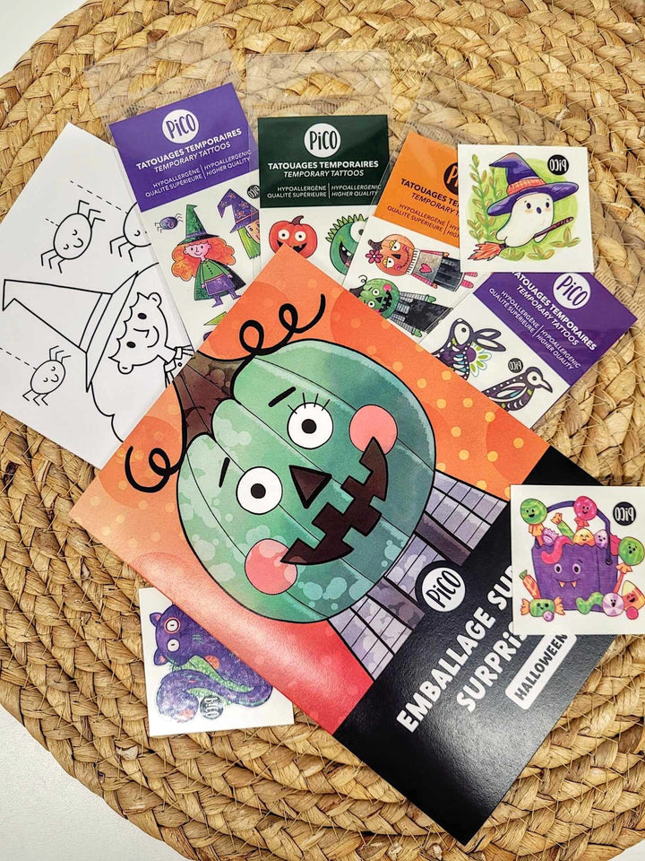 ensemble surprise Halloween pico tatouage dessin Mlle et Coco