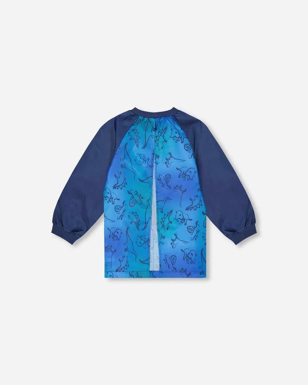 tablier d'école dégradé de bleu motifs de dinosaures de 2 par 2