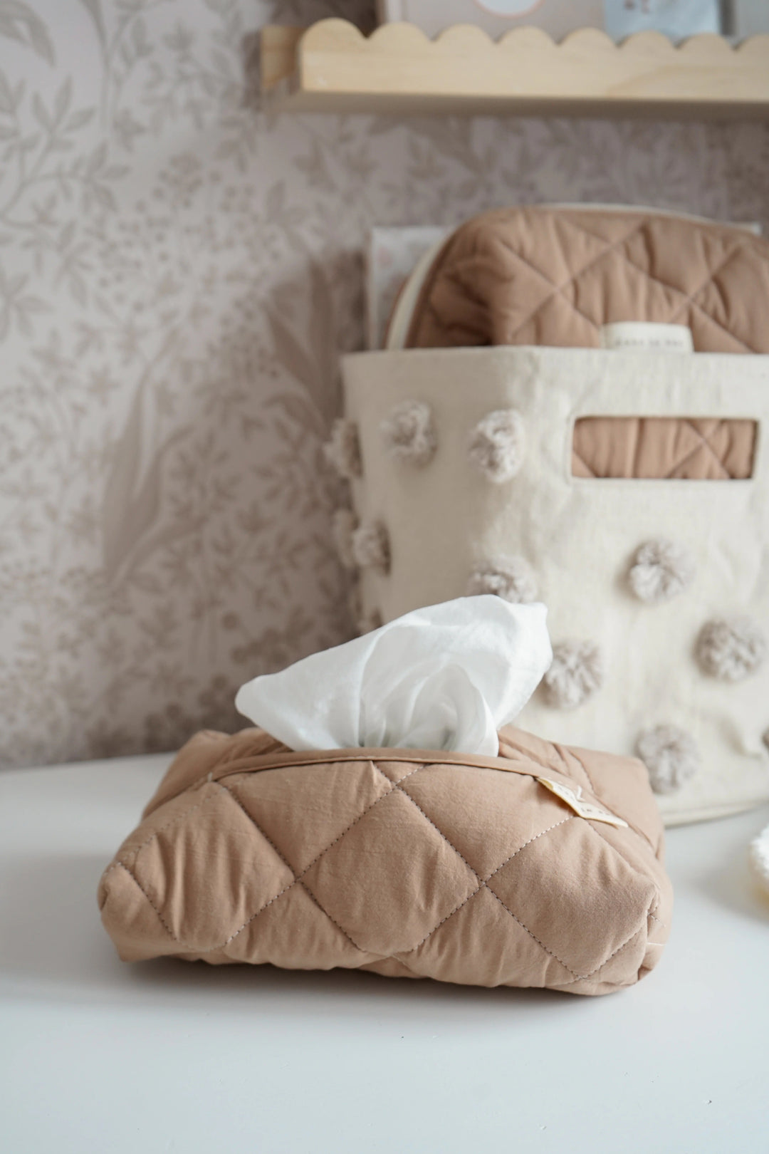 Étui à lingettes matelassé tan Dans le sac Mlle et Coco