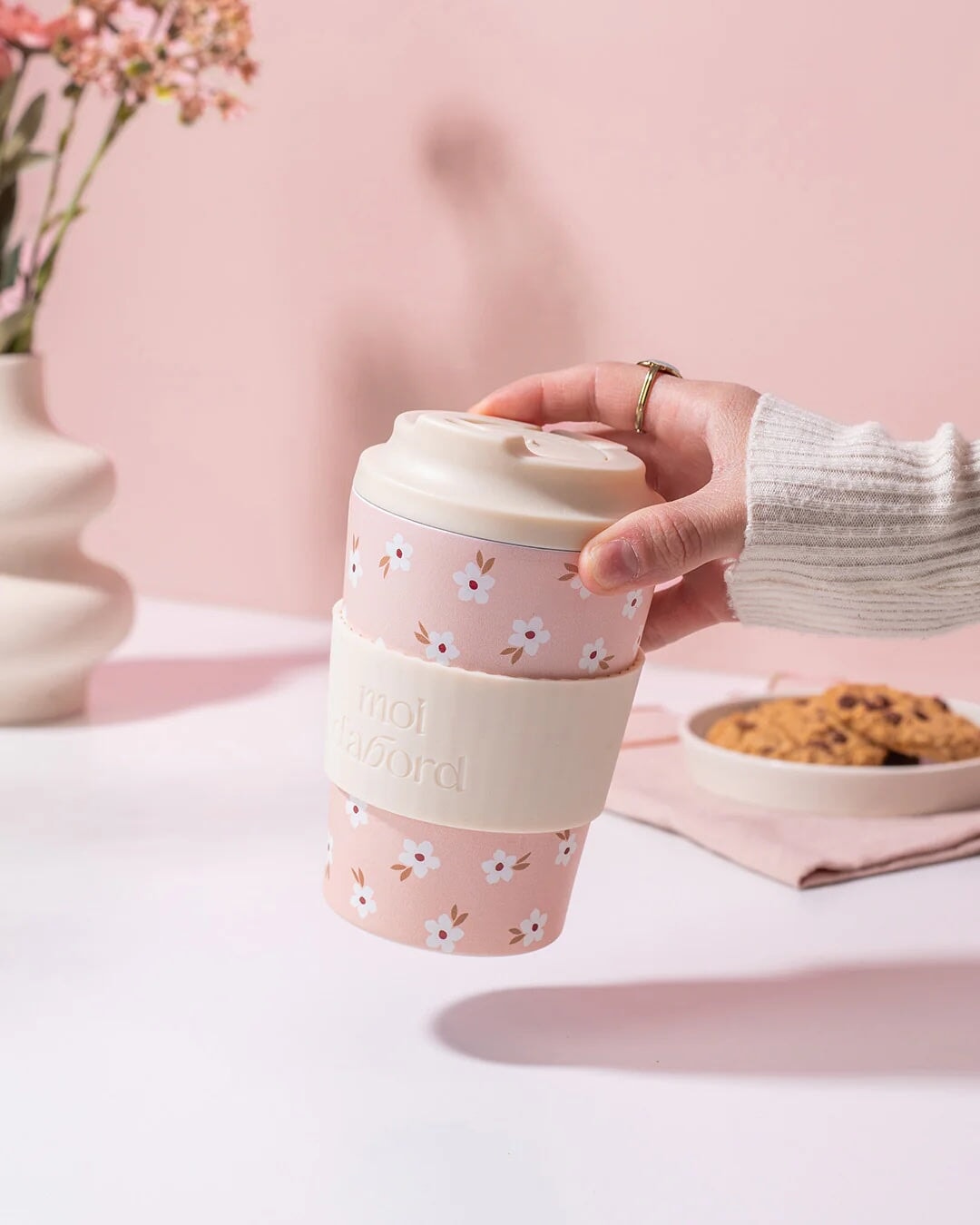 Tasse de voyage isotherme champ rosé Moi d&
