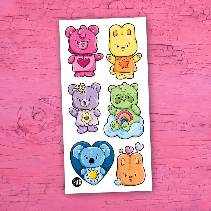 Tatouage temporaires animaux câlins Pico Mlle et Coco