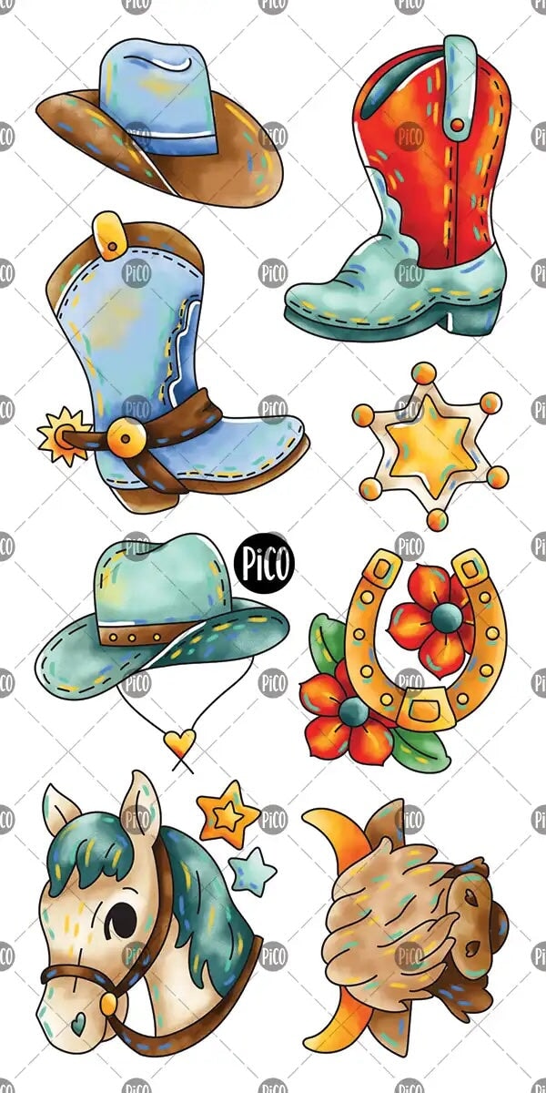 Tatouage temporaire Le western Pico Mlle et Coco