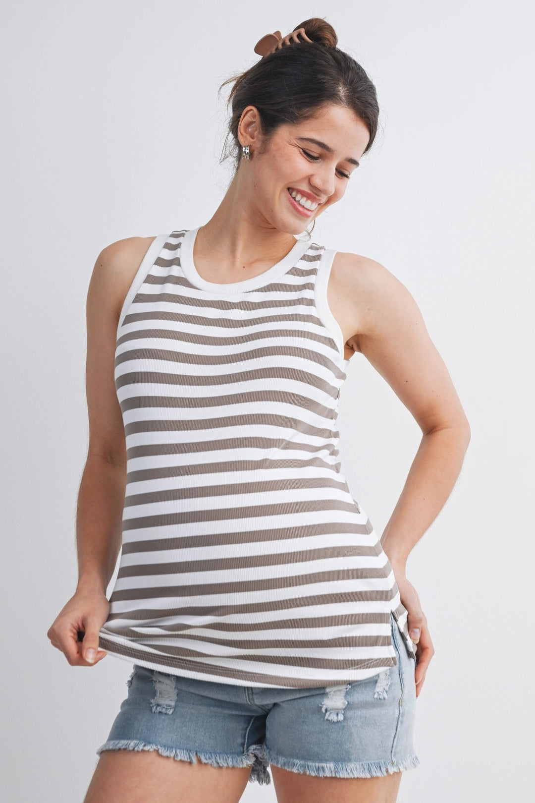 Camisole maternité - Rayé taupe - Hello Miz Maternité Hello Miz 