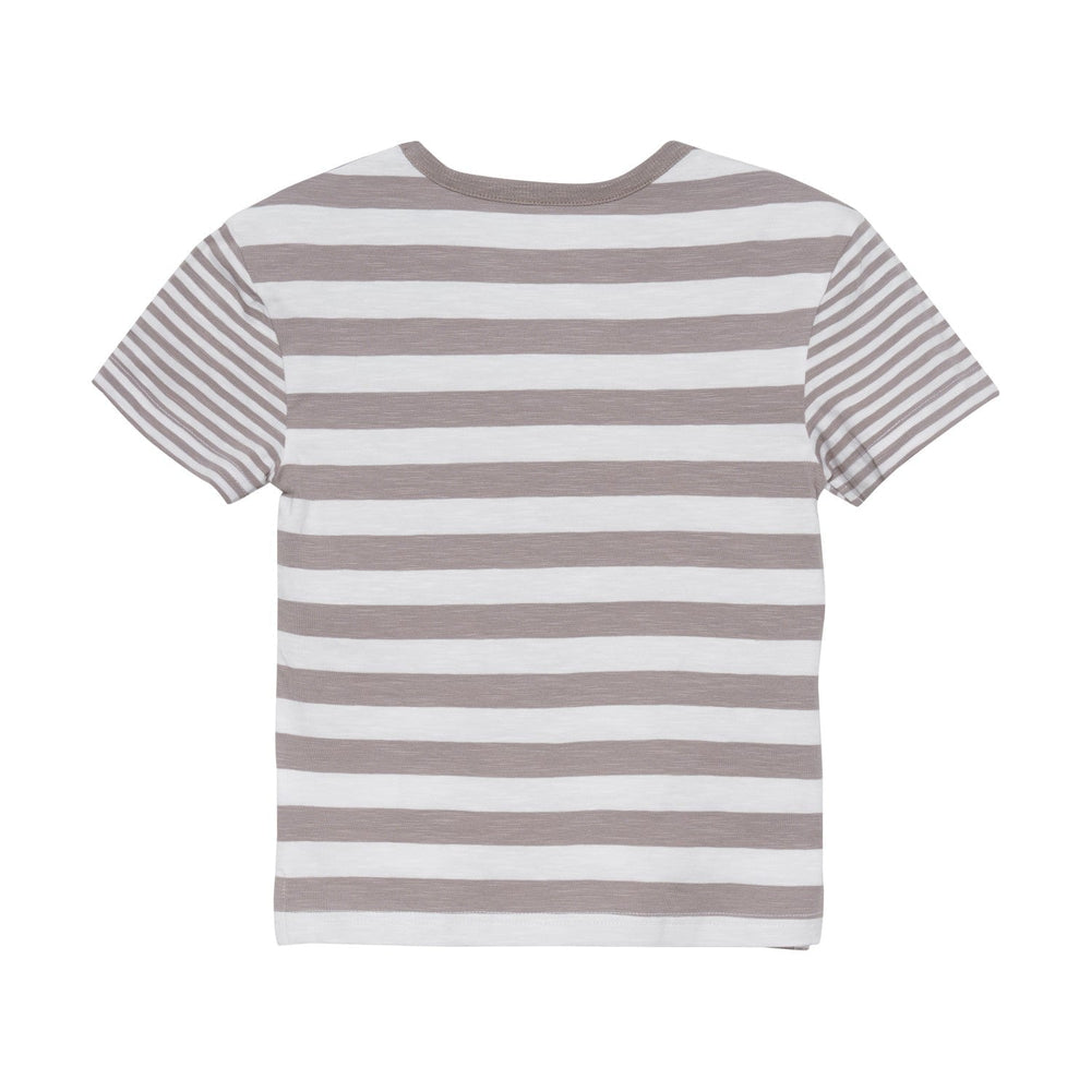 t-shirt manches courte rayé taupe crème Minymo vêtement enfant