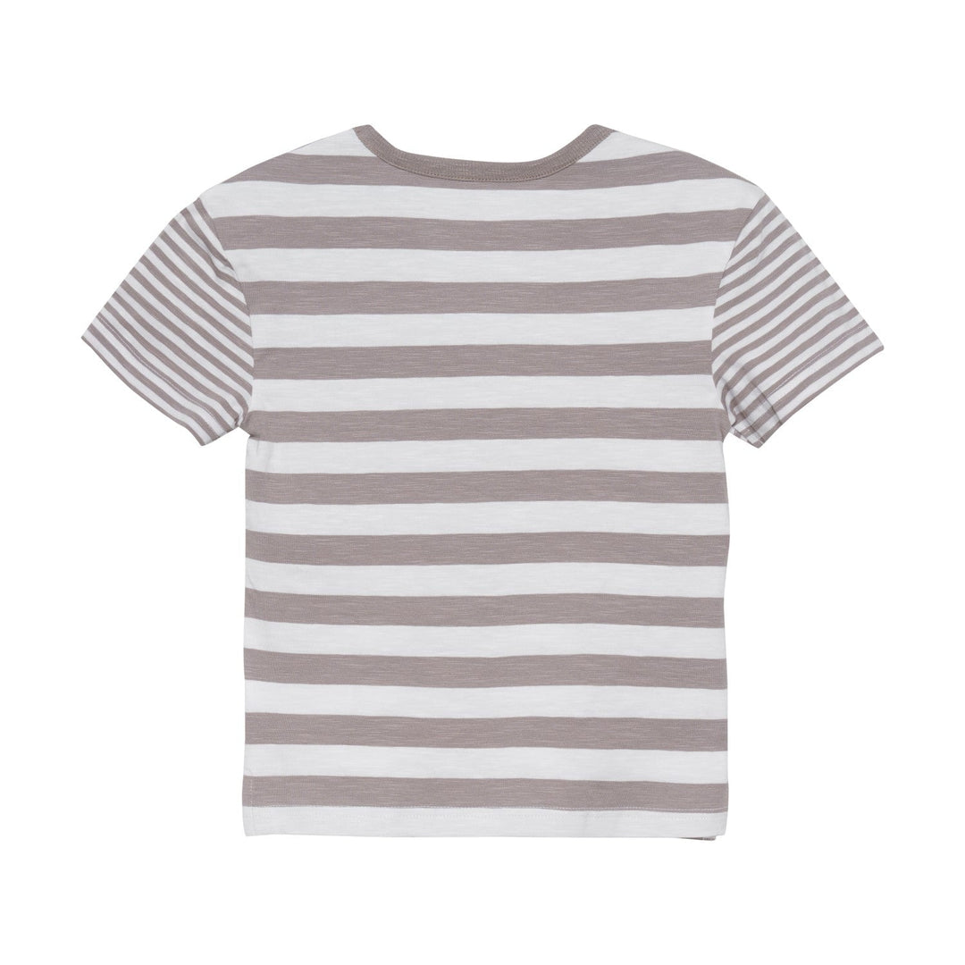 t-shirt manches courte rayé taupe crème Minymo vêtement enfant