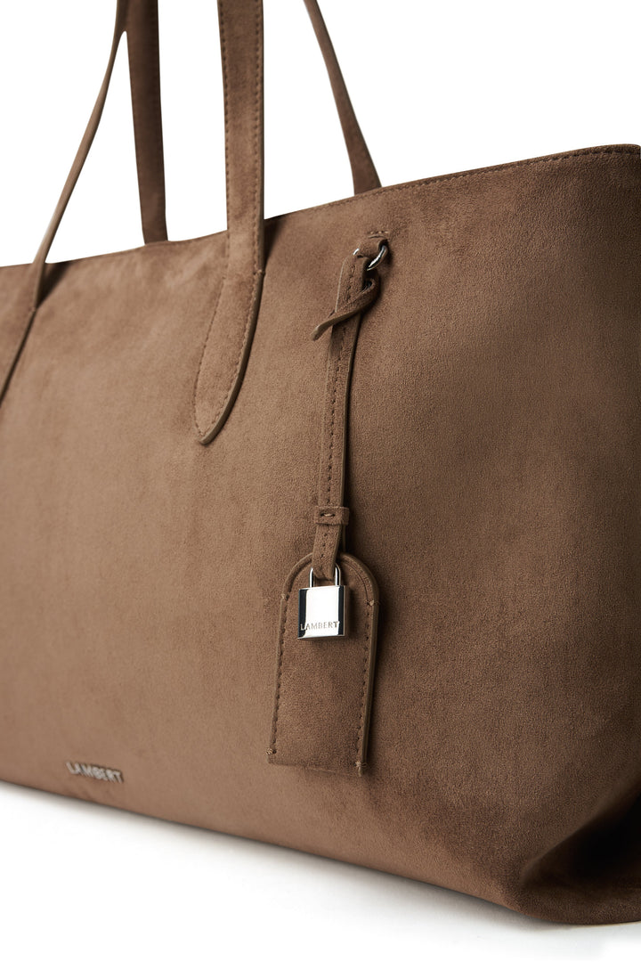 Sac fourre-tout en suède taupe Lambert Mlle et Coco