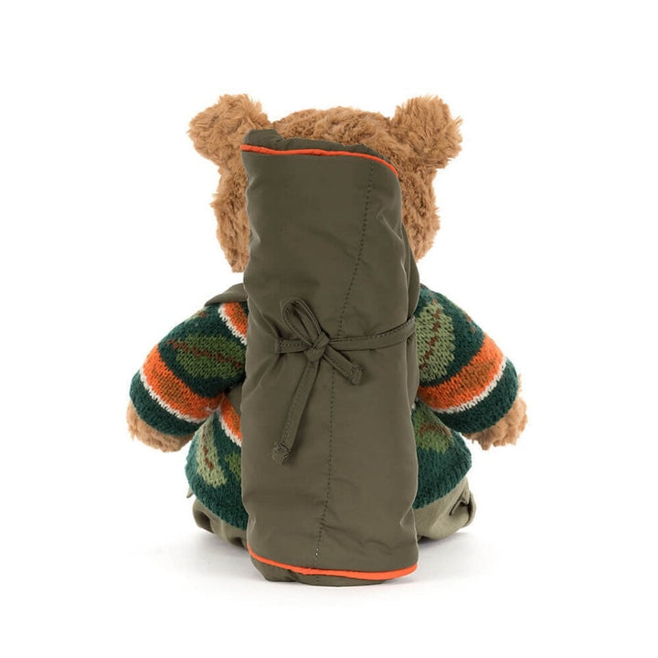 Peluche Barthélemy en tenue de rendonée Jellycat Mlle et Coco