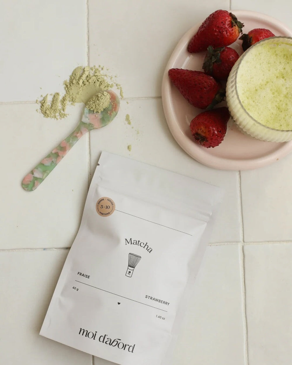 Thé matcha au fraise Moi d'abord Mlle et Coco