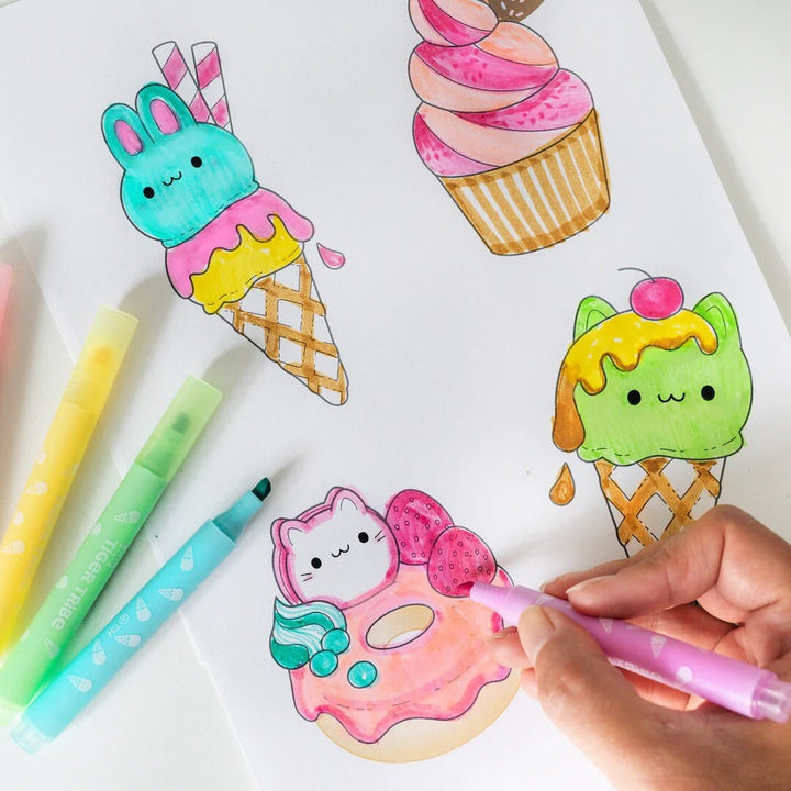 Coloriage crayons marqueurs sundae parfumés Tiger Tribe Mlle et Coco
