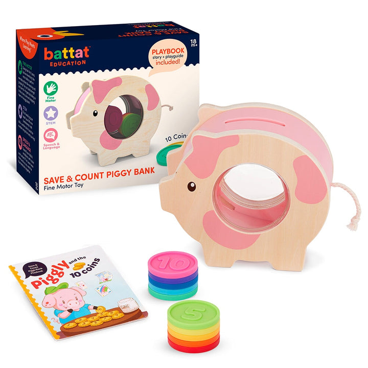 jouet tirelire bois cochon Battat education Mlle et Coco