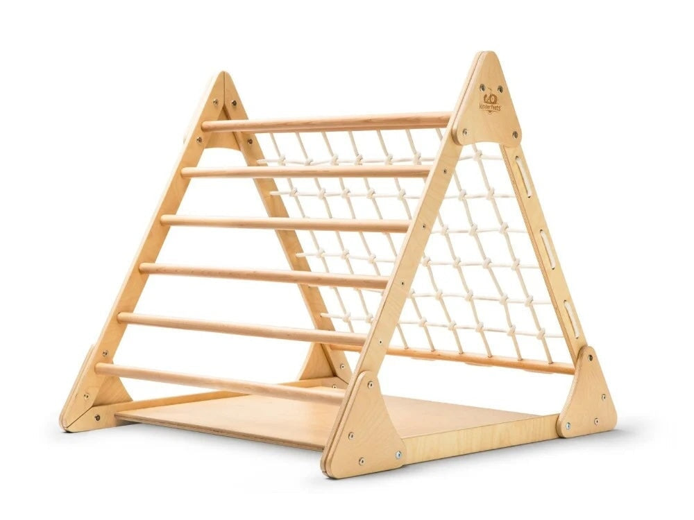 Pikler Gym Triangle d'escalade triple (grand modèle) en bois Kinderfeets Mlle et Coco