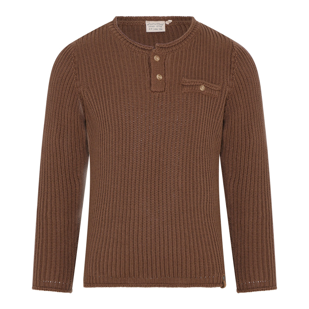 chandail tricot brun manches longues MInymo vêtement enfant