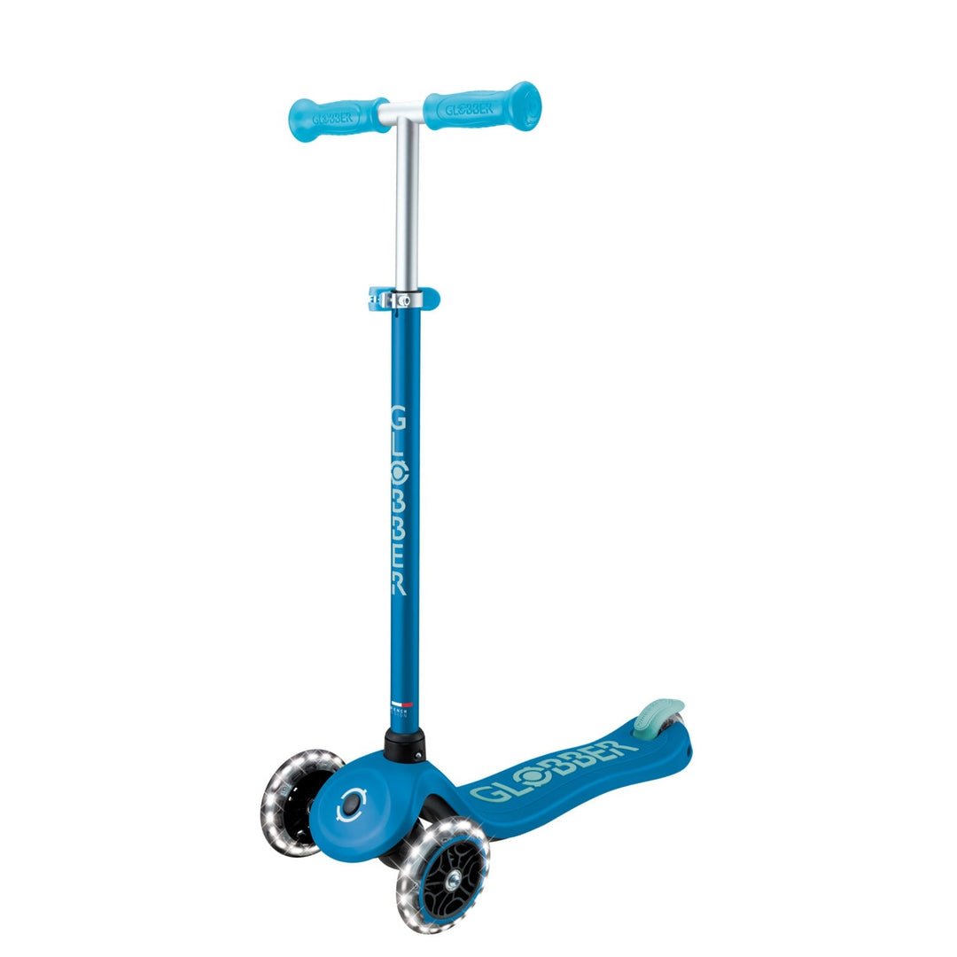 Trottinette à 3 roues phosphorescente avec lumières bleu Globber Mlle et Coco