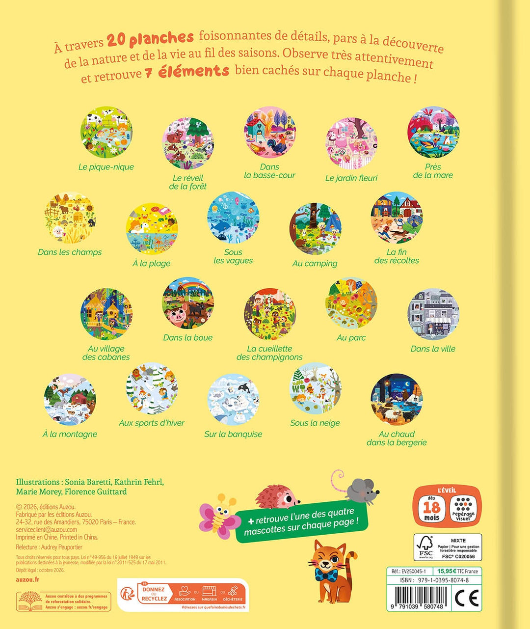 Livre Mes 20 cherche et trouve des tout-petits : Vive les saisons ! Auzou éditions Mlle et Coco