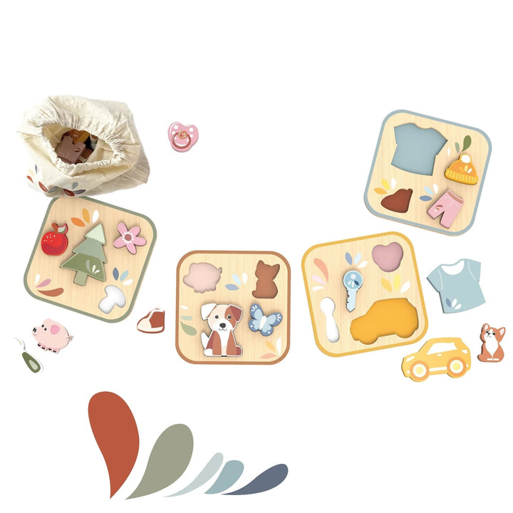 Jeu en bois puzzle cherche et trouve Speedy Monkey Mlle et Coco