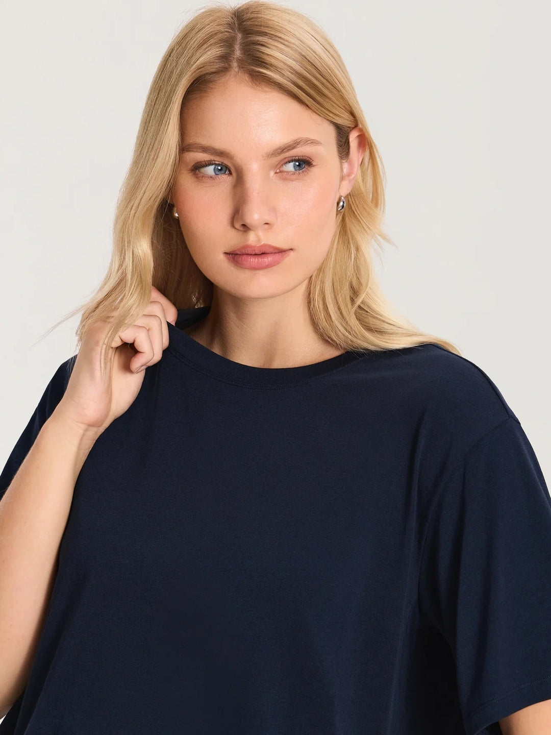T-shirt court ample à manches courtes en coton modal deep ocean blue Momanda Mlle et Coco