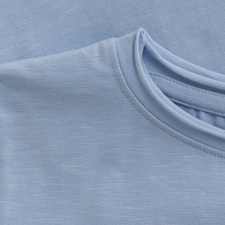 Chandail à manches courtes chambray bleu Huttelihut Mlle et Coco
