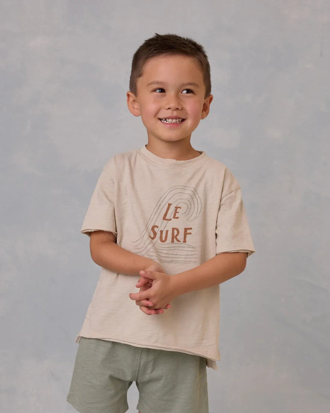 T-shirt manches courtes beige Le surf Rylle + Cru Mlle et Coco