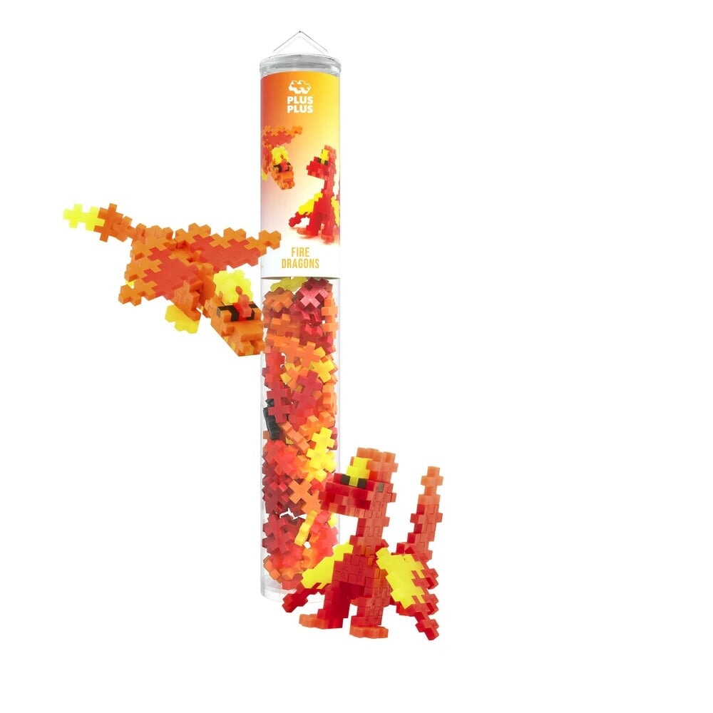 Tube construction dragon de feu Plus Plus Mlle et Coco