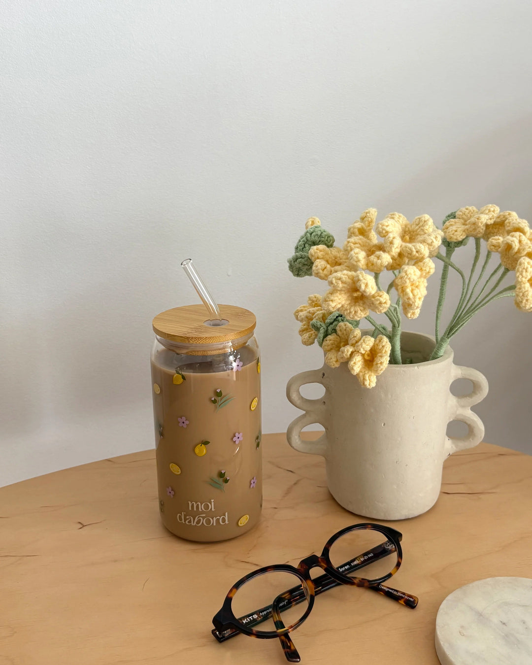 Tumbler verre citrons fleurs Moi D&
