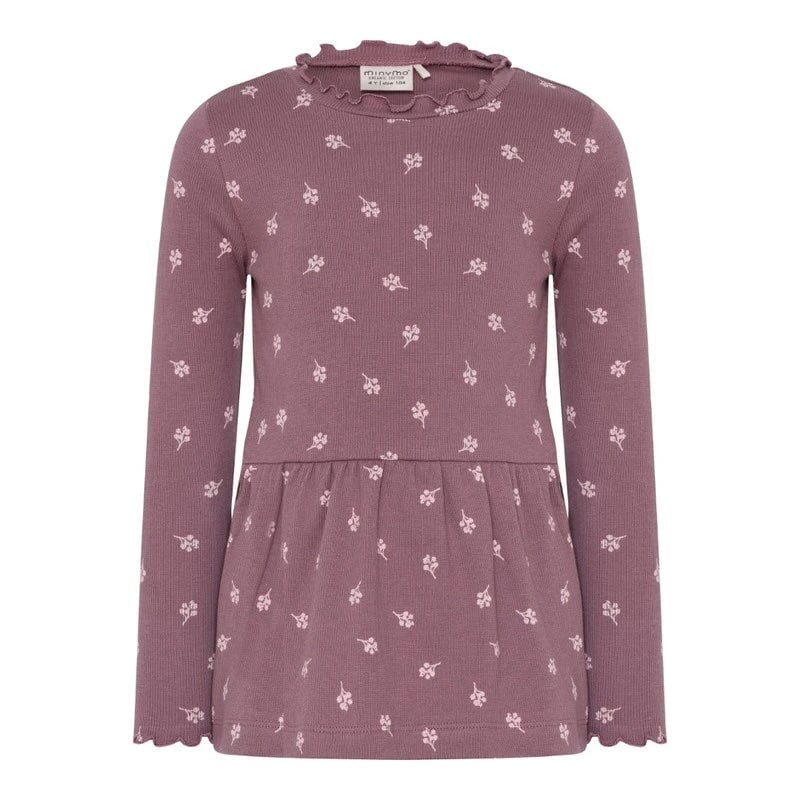 Tunique manches longues Fleurs rose fond mauve grapeshake Minymo Mlle et Coco