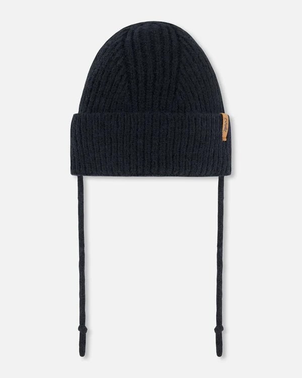 tuque mi-saison tricot noir Deux par Deux accessoire