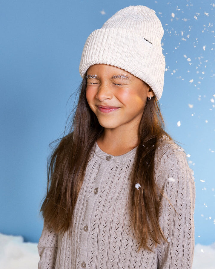 Tuque pêcheur laine mérinos Avoine Caribou Mlle et Coco