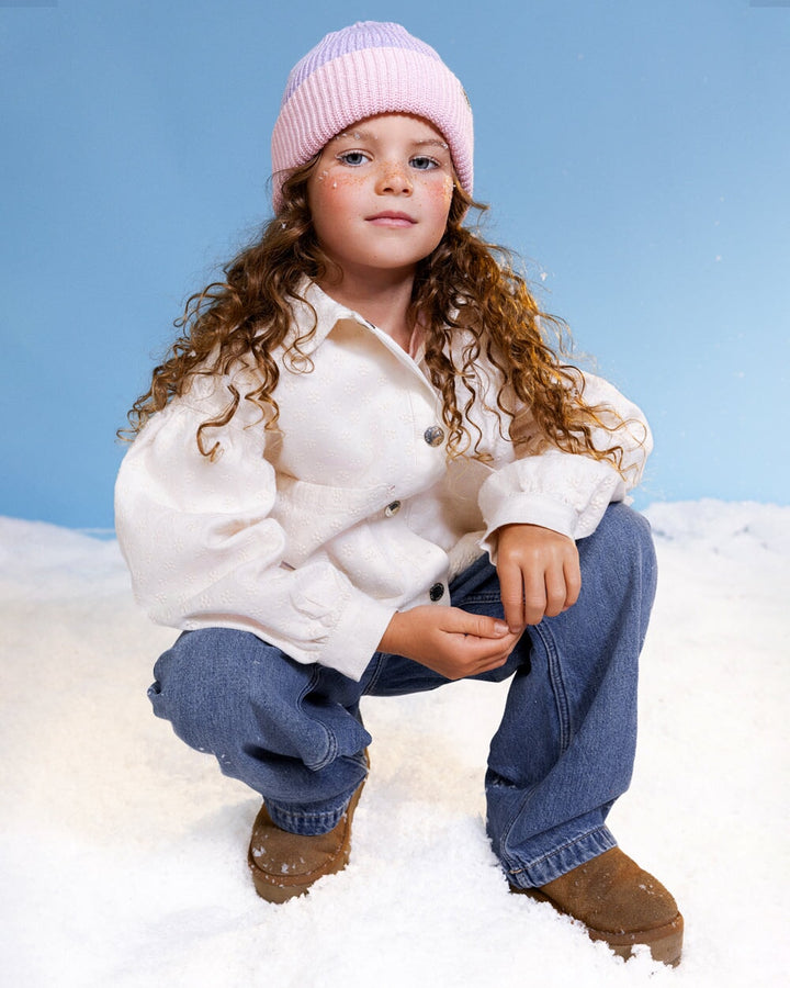 Tuque pêcheur laine mérinos Flamant moucheté Caribou Mlle Coco
