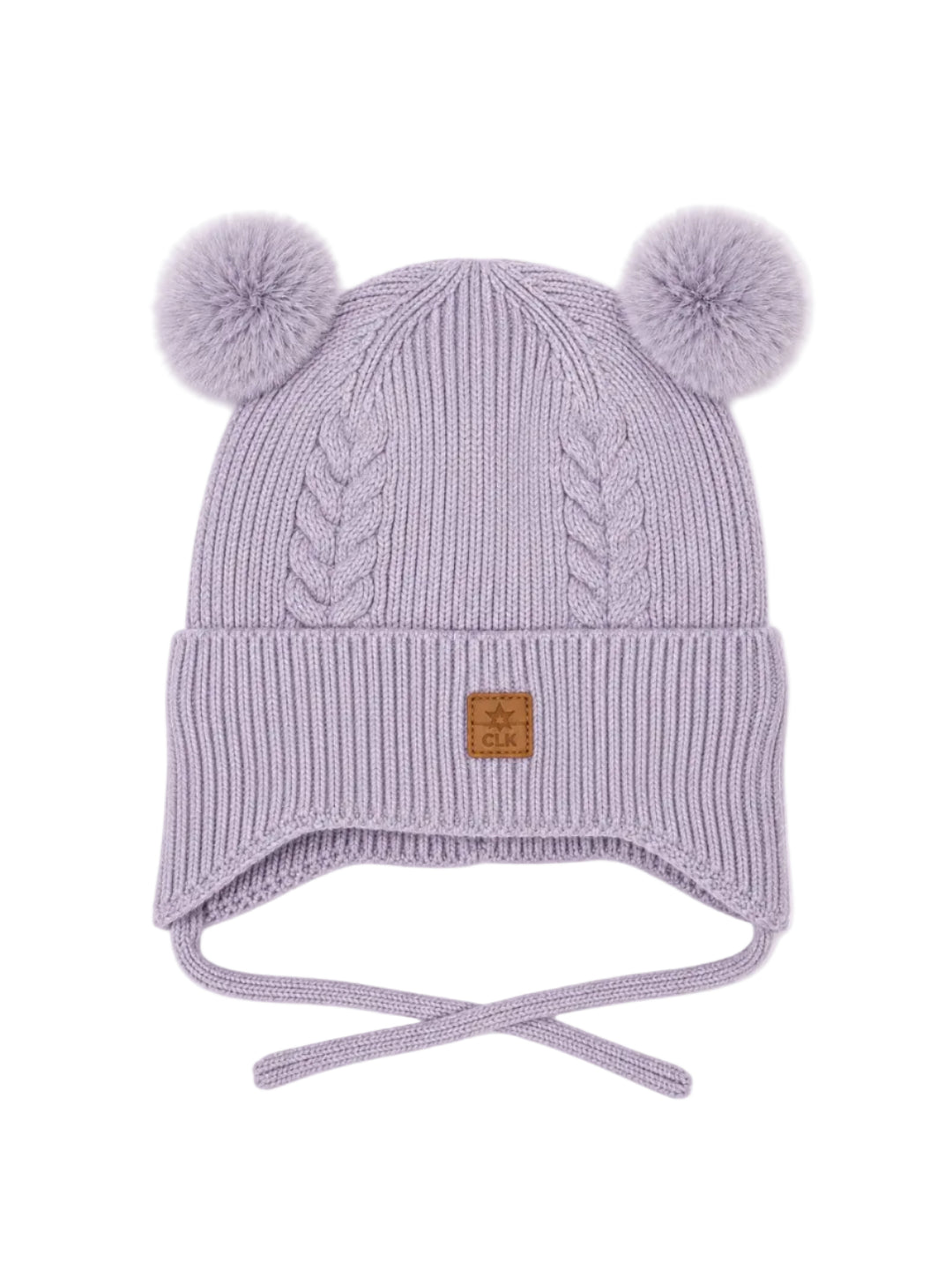 Tuque en tricot deux pompons Lilas (0-18 mois) Calikids