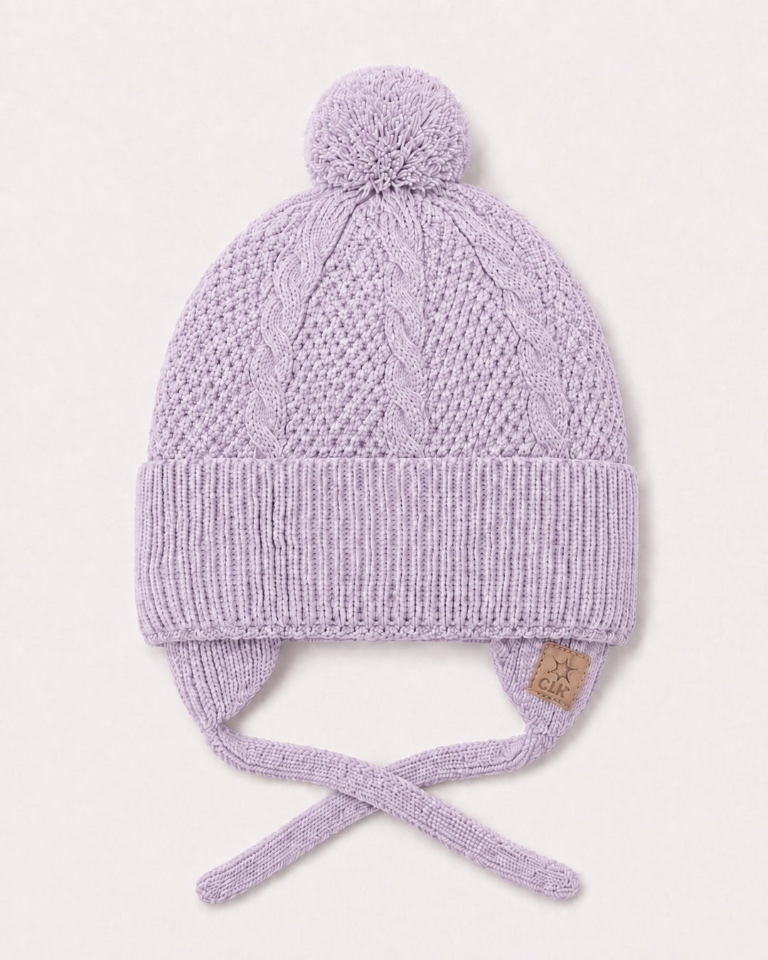 Tuque en tricot un pompon Lilas (0-3 ans) Calikids