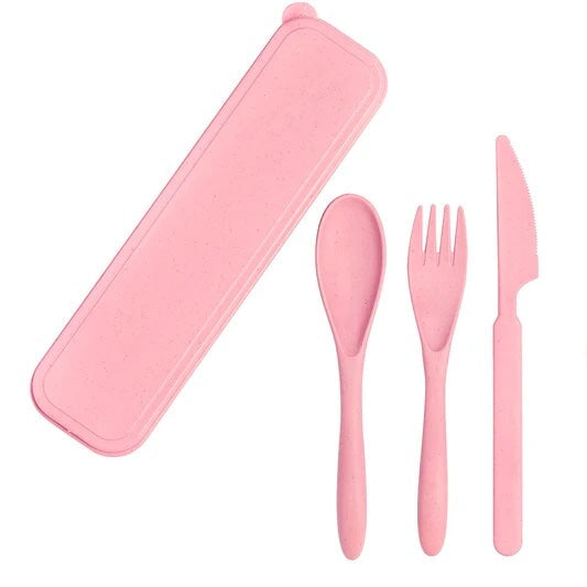 Ensemble d'ustensiles biodégradables 3 pièces - Rose - Execo Repas et gourmandise Execo 